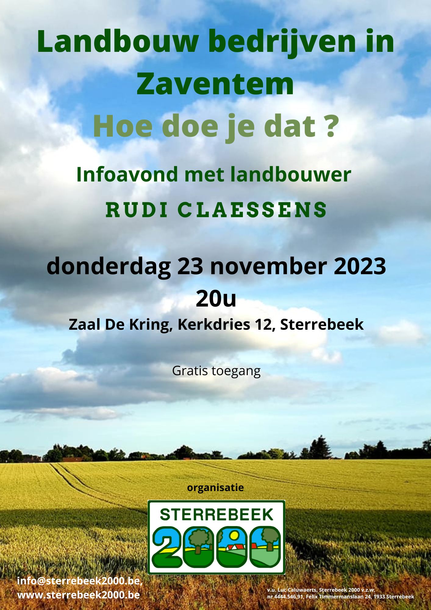 Infoavond over landbouw bedrijven in Zaventem