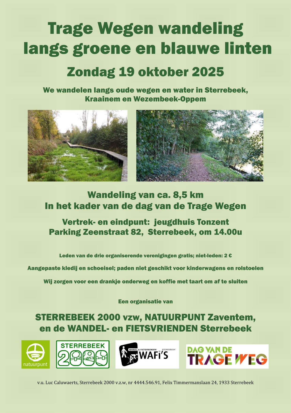 Trage Wegen wandeling langs groene en blauwe linten